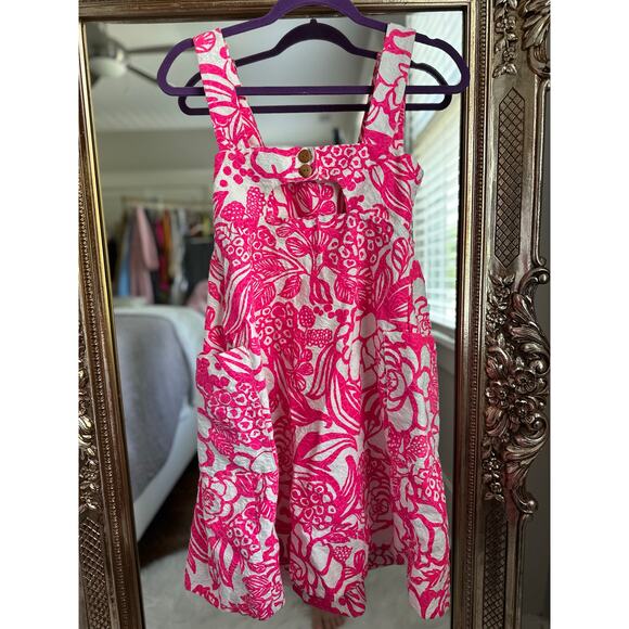 Vanessa Virginia Pink Jacquard Floral Cotton Shift Dress - Size 2 - Picture 2 of 5
